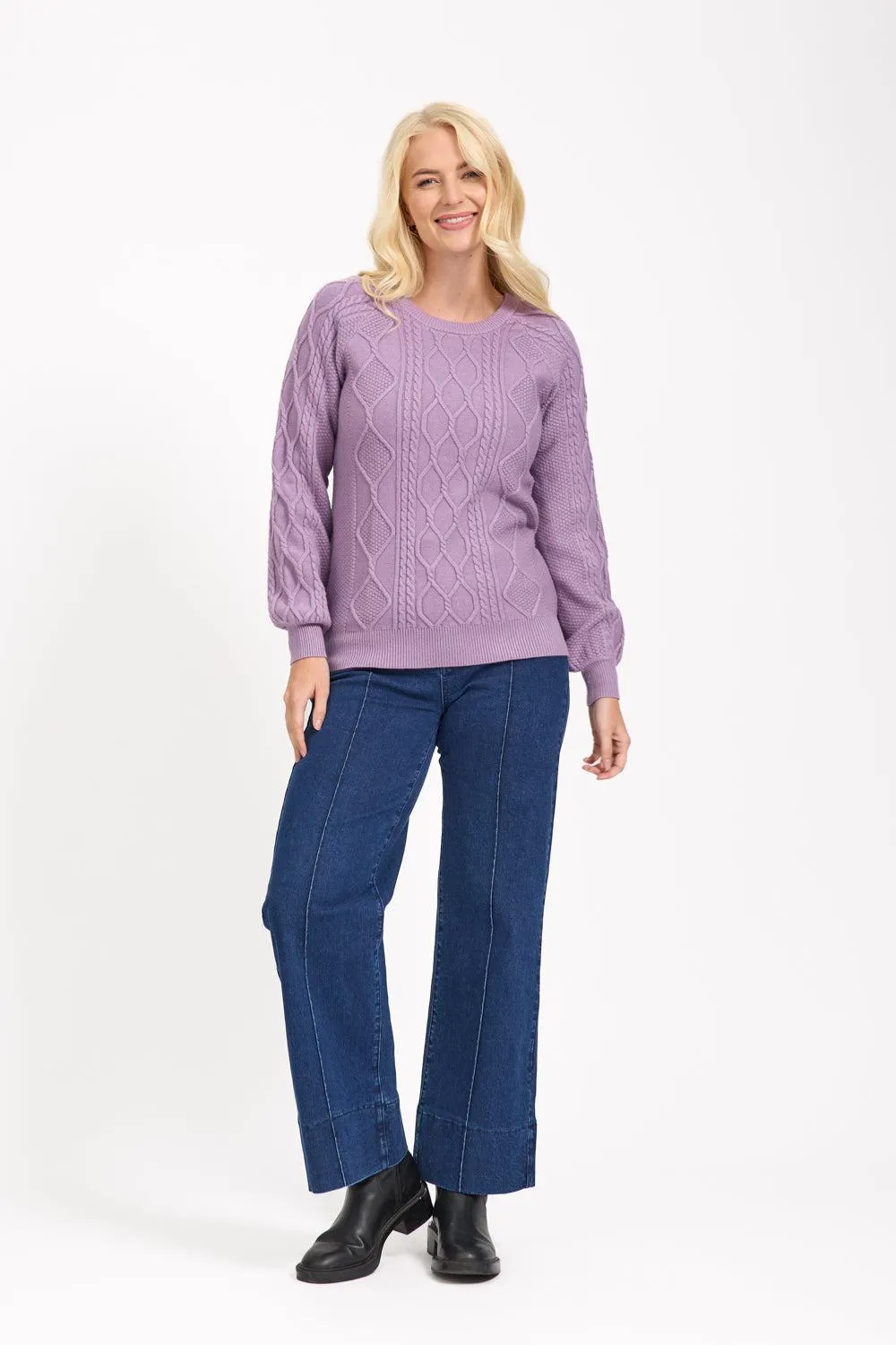 Raglan cable jumper