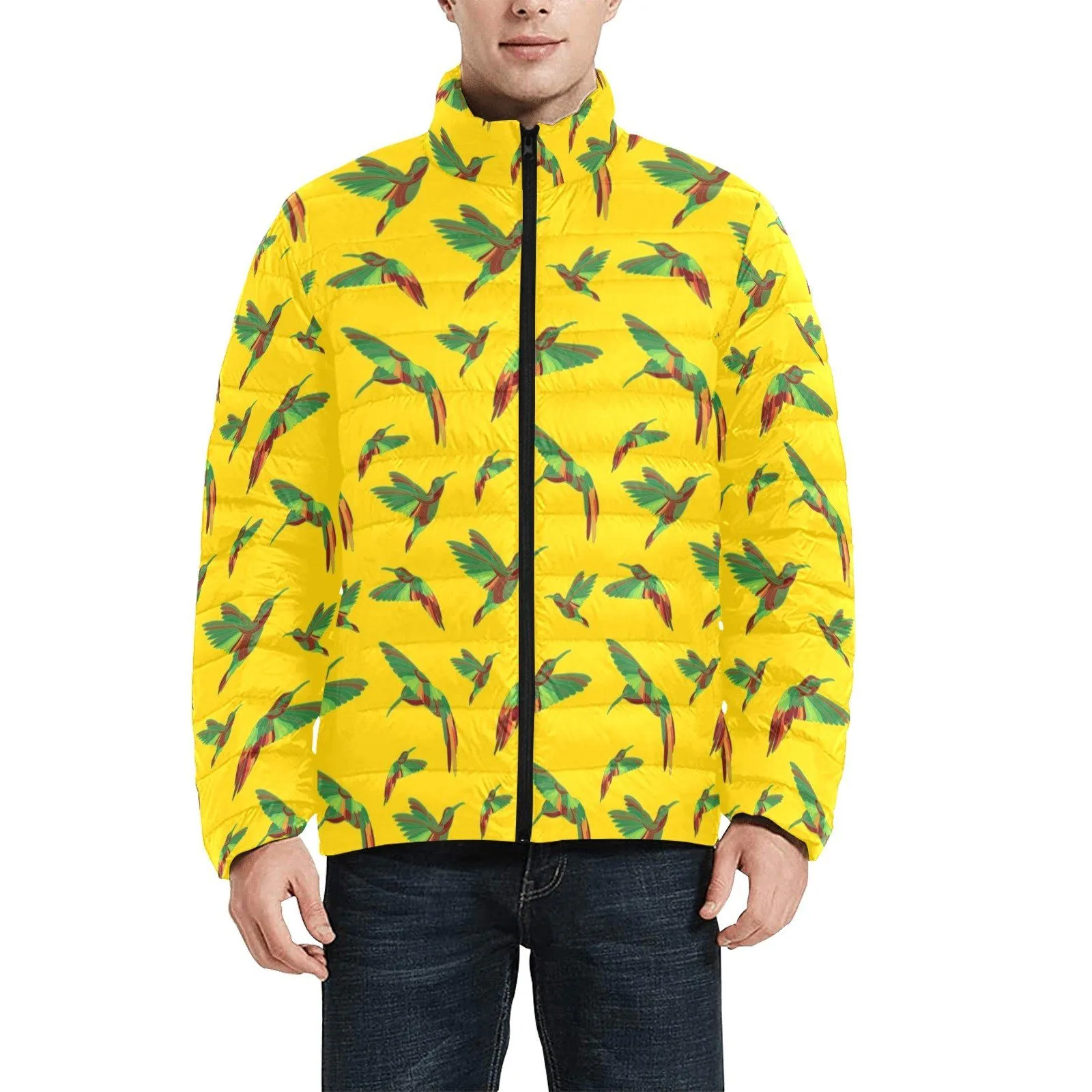 Red Swift Yellow Men's Stand Collar Padded Jacket