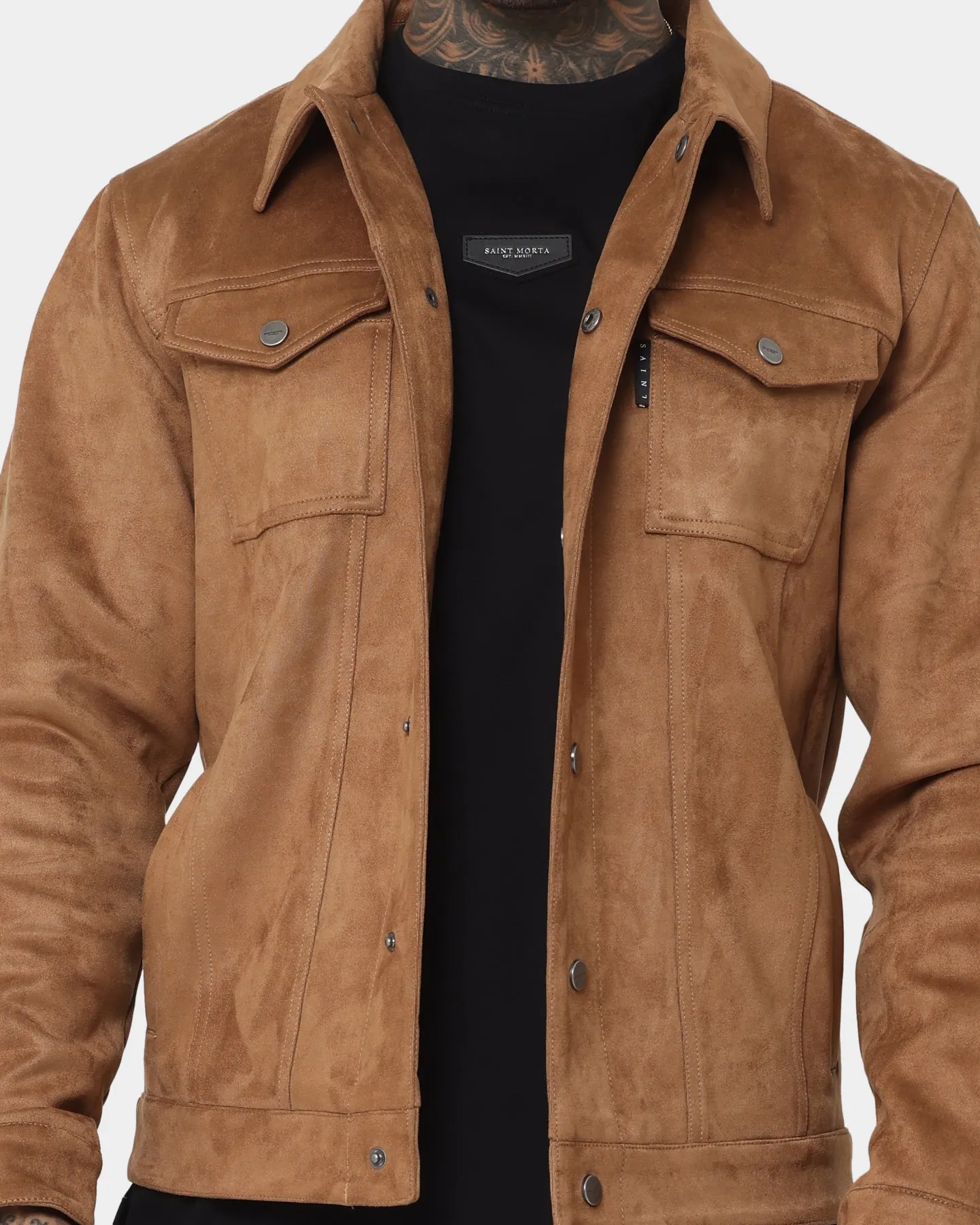 Saint Morta Faux Suede Trucker Jacket Tan