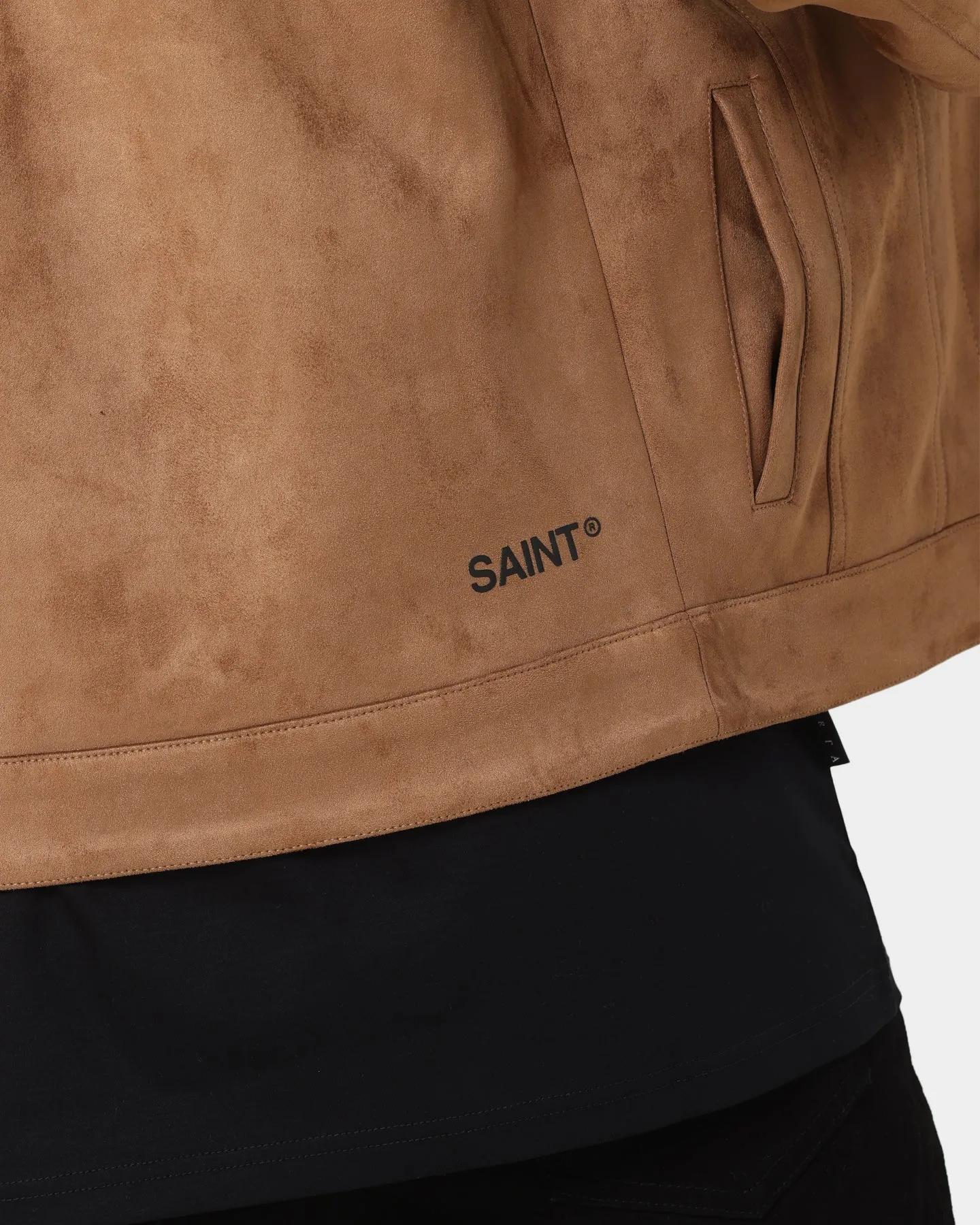 Saint Morta Faux Suede Trucker Jacket Tan