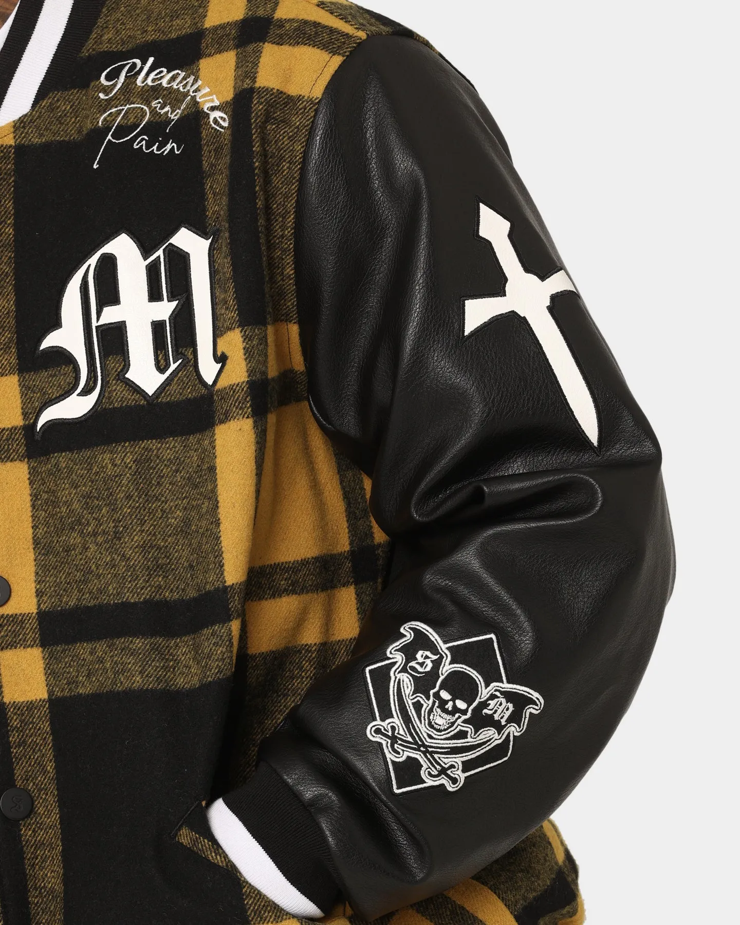 Saint Morta Graveyard Plaid Varsity Jacket Black/Yellow