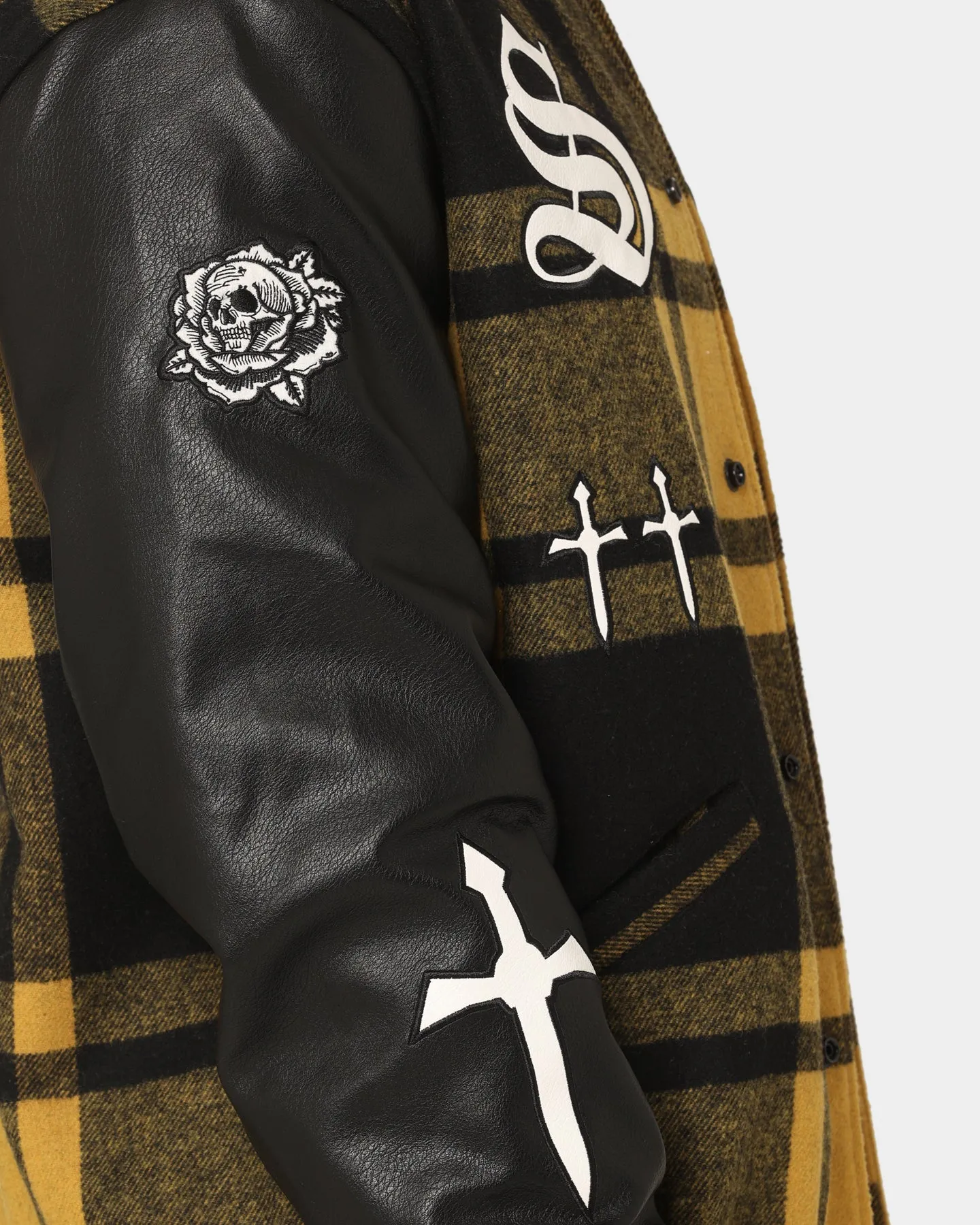 Saint Morta Graveyard Plaid Varsity Jacket Black/Yellow