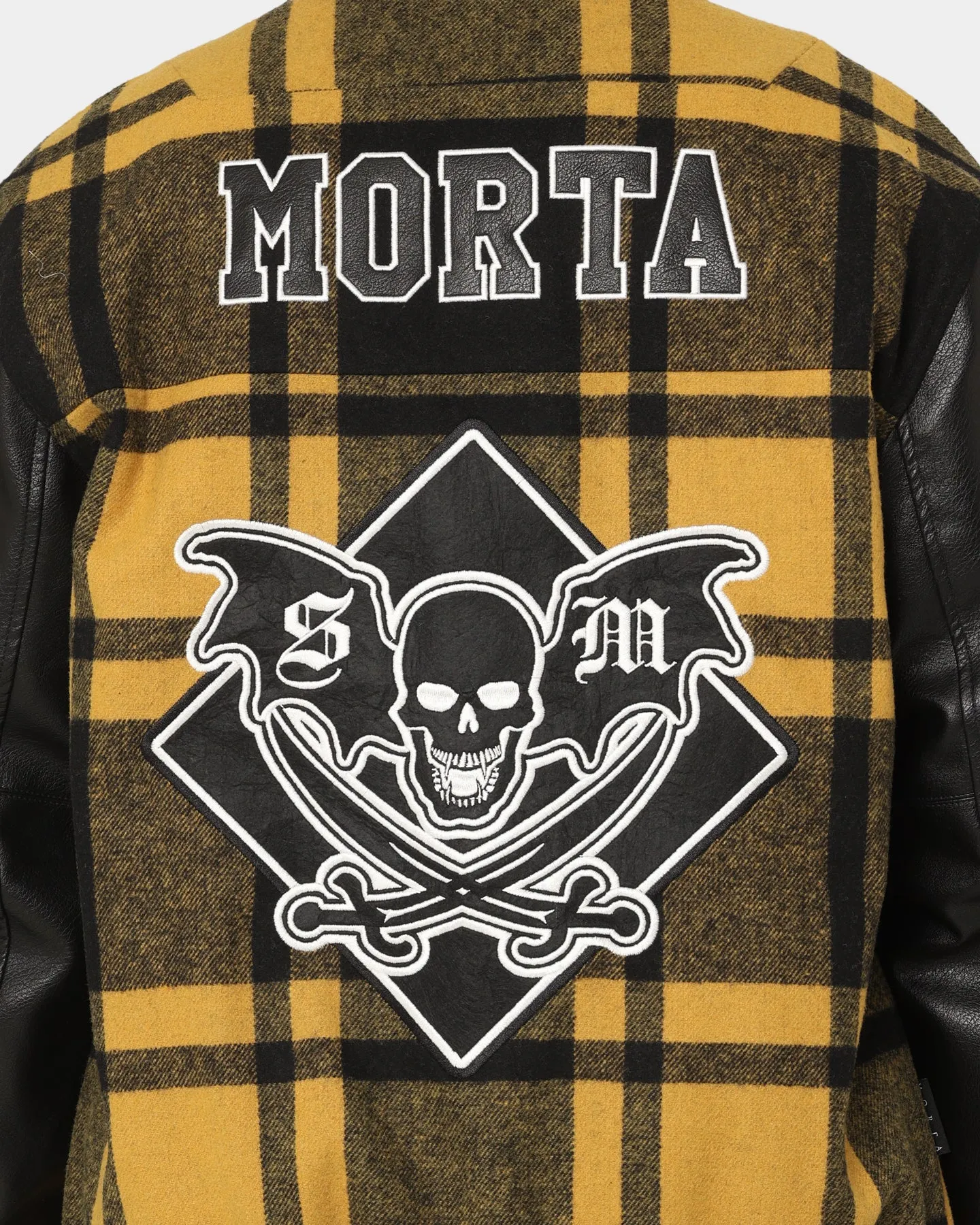 Saint Morta Graveyard Plaid Varsity Jacket Black/Yellow