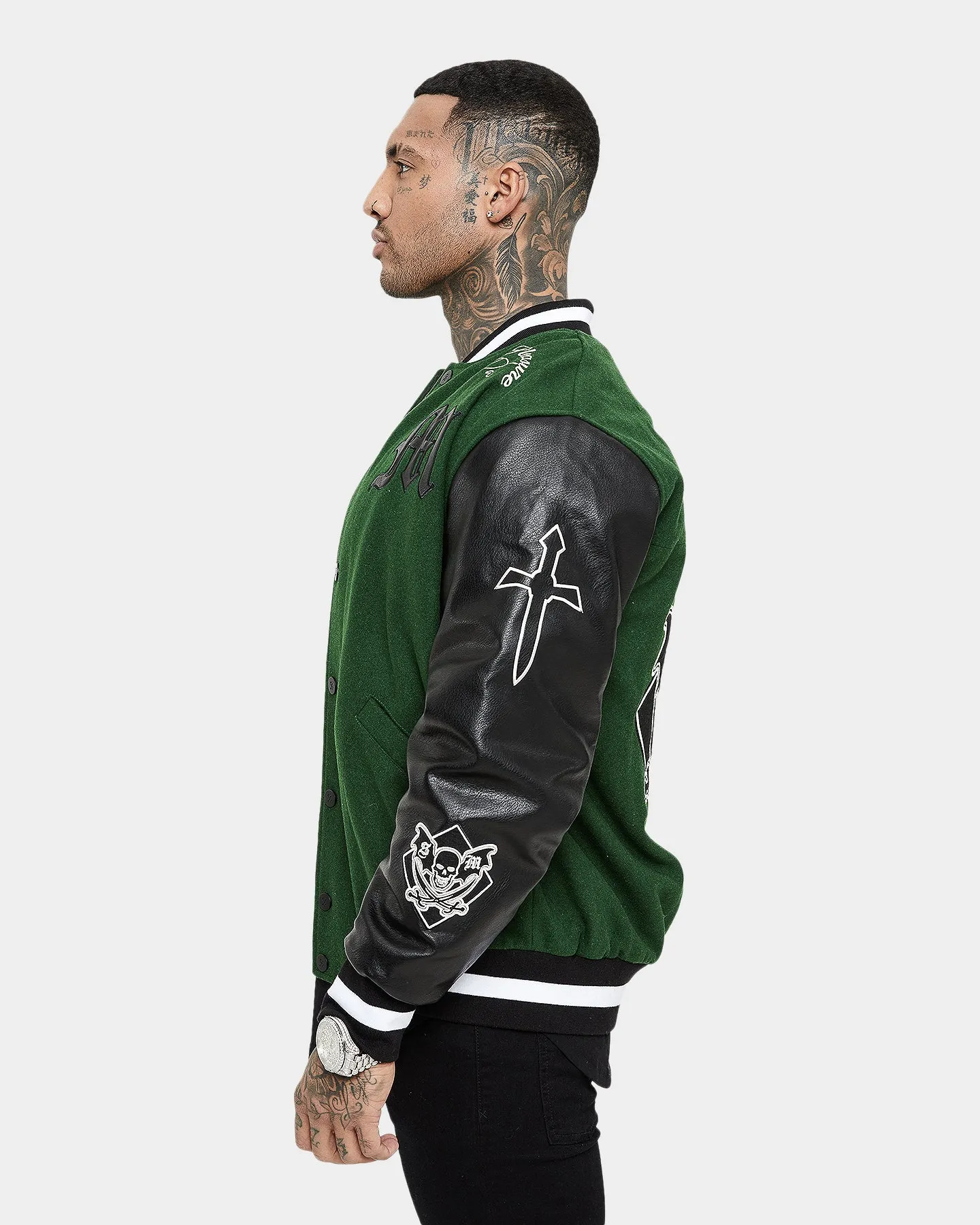 Saint Morta Graveyard Varsity Jacket Dark Green/Black