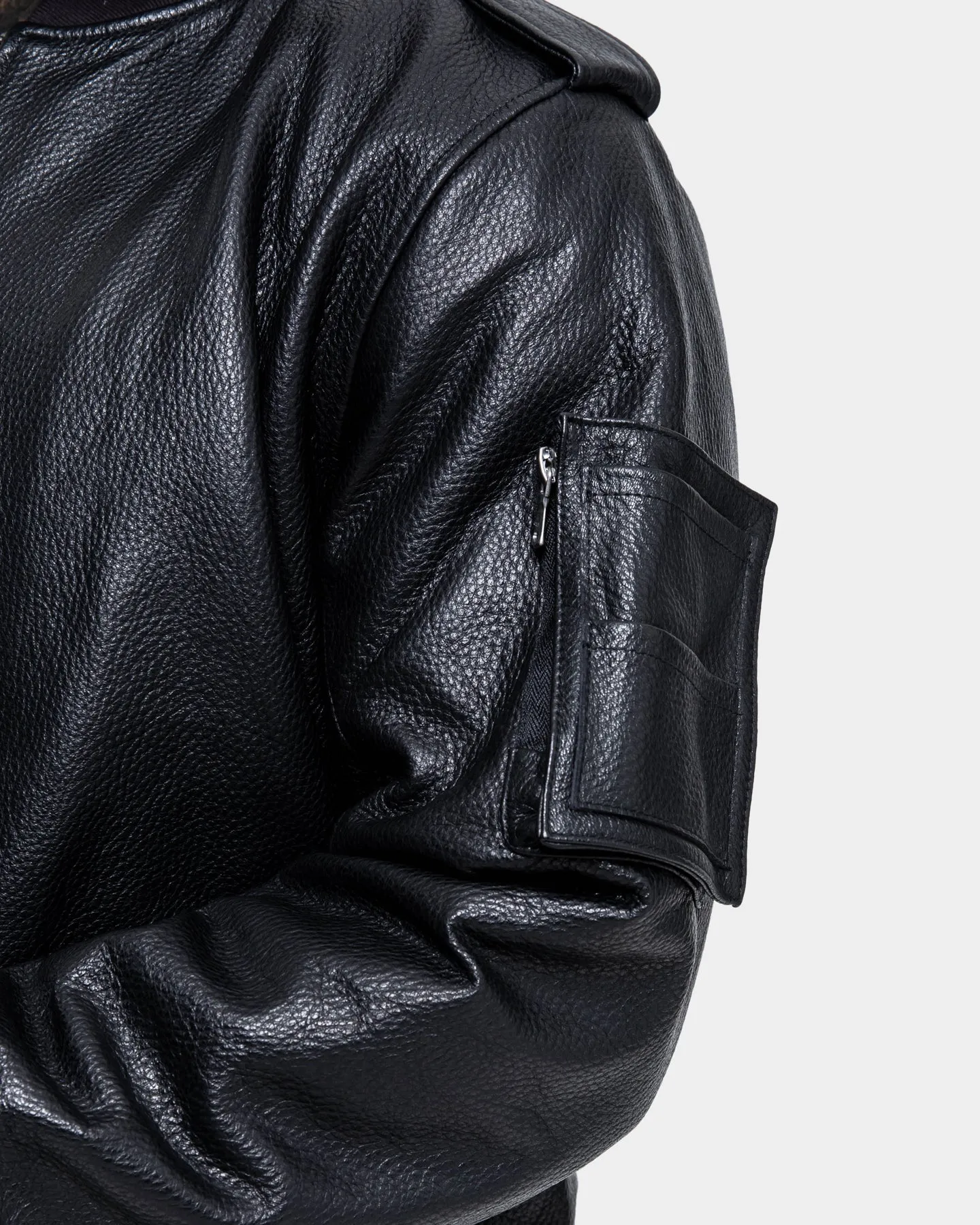 Saint Morta Staten Leather Bomber Jacket Black