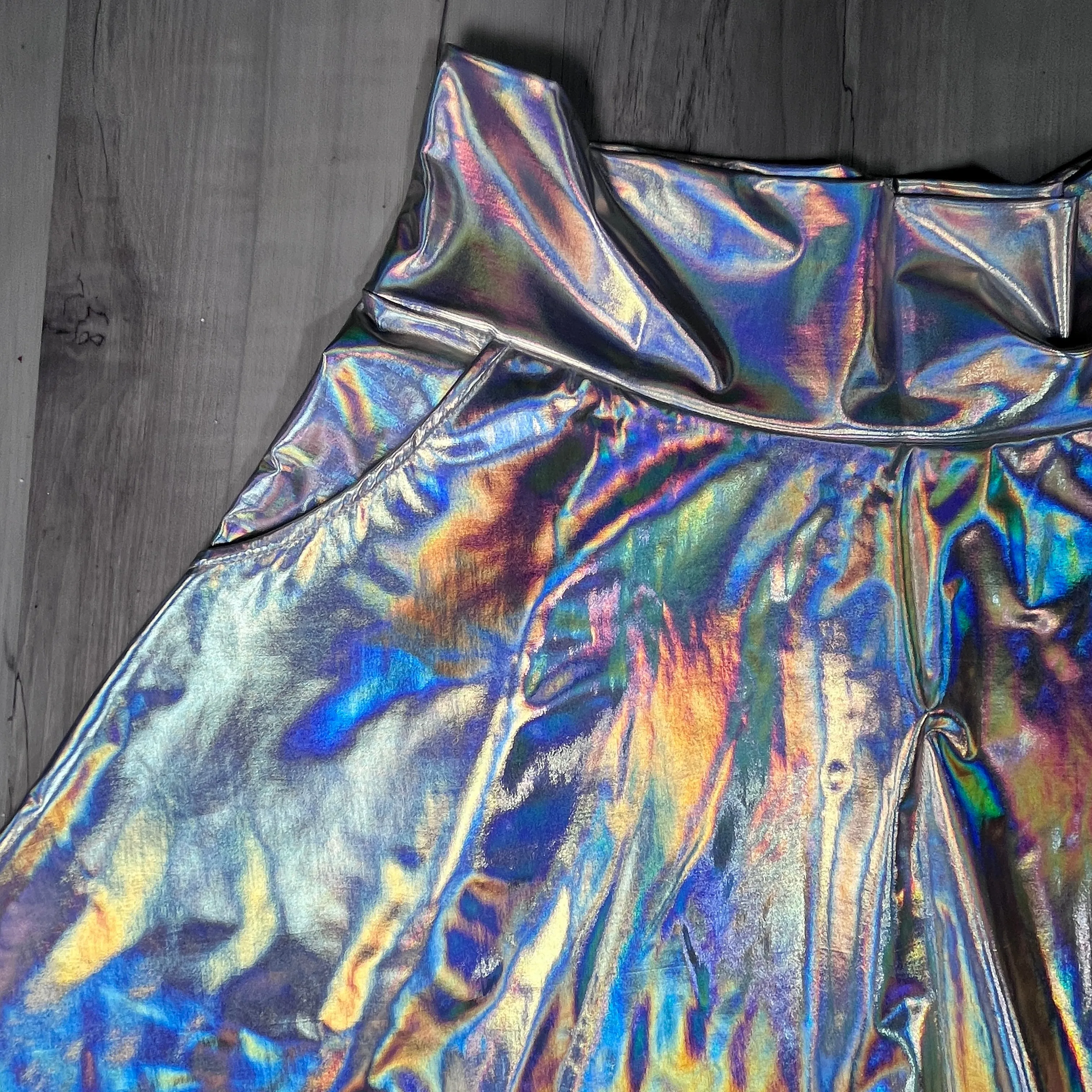 SALE - 2X - Opal Holographic A-line Skirt w/Optional Pockets