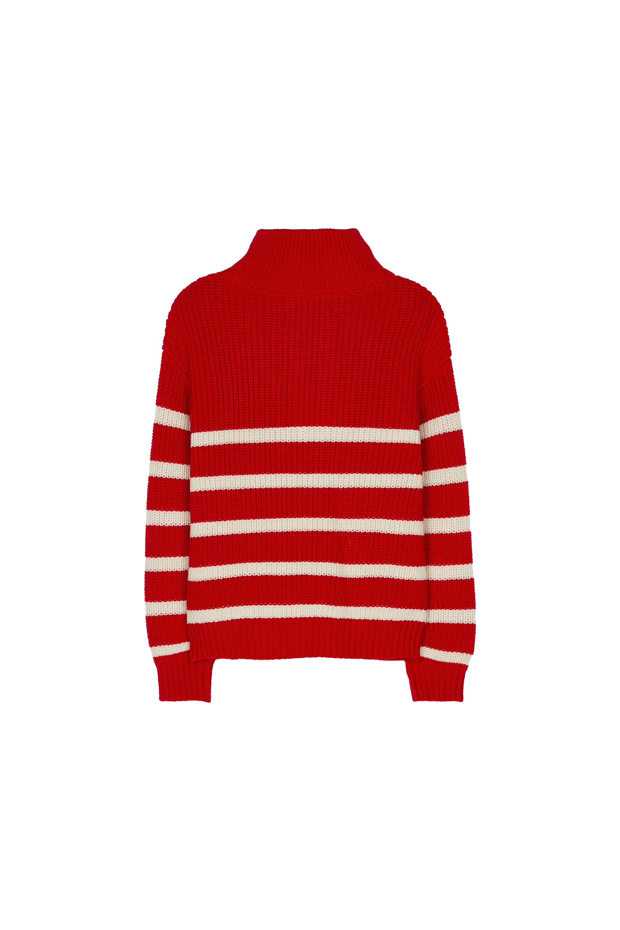 SASHA Red/Ecru Stripes - Half Zipped Jumper