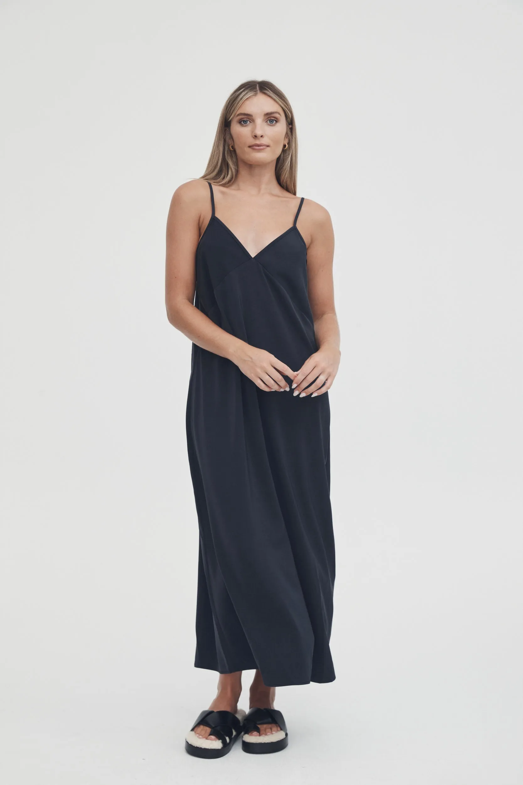 Satin Slip Dress (Ink)