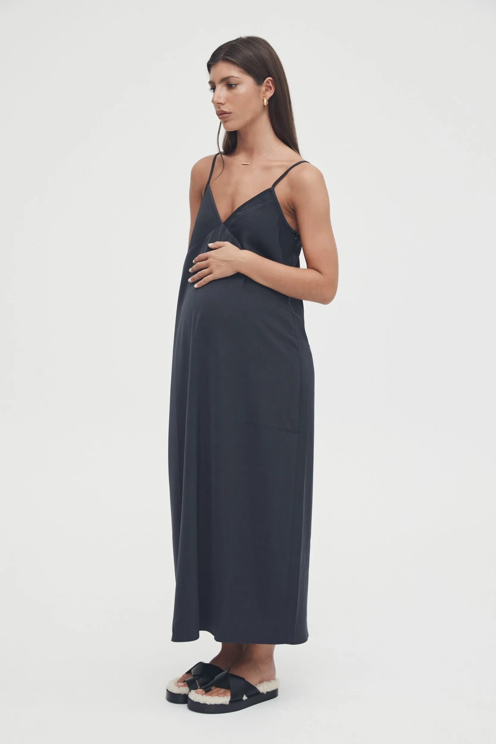 Satin Slip Dress (Ink)