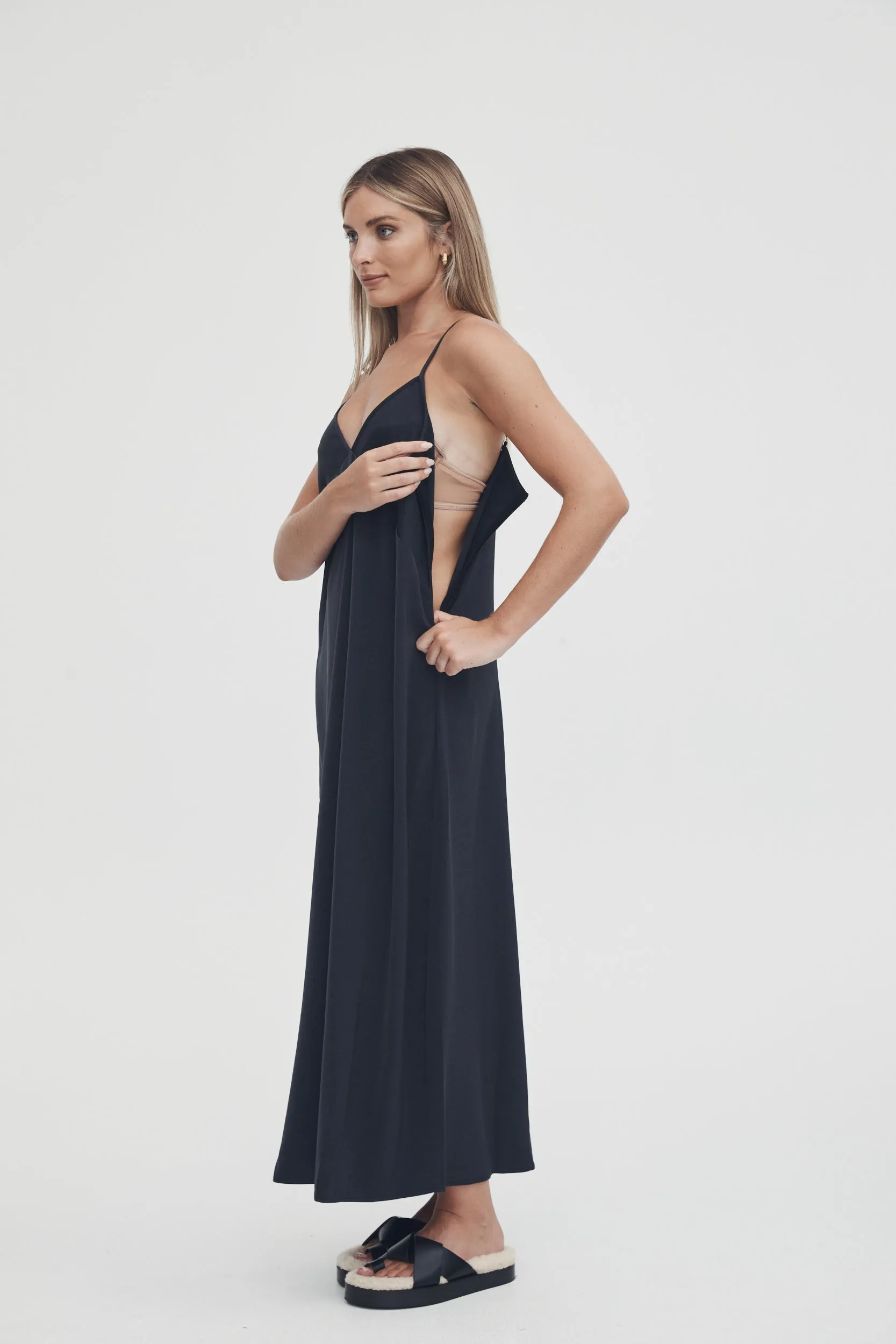 Satin Slip Dress (Ink)