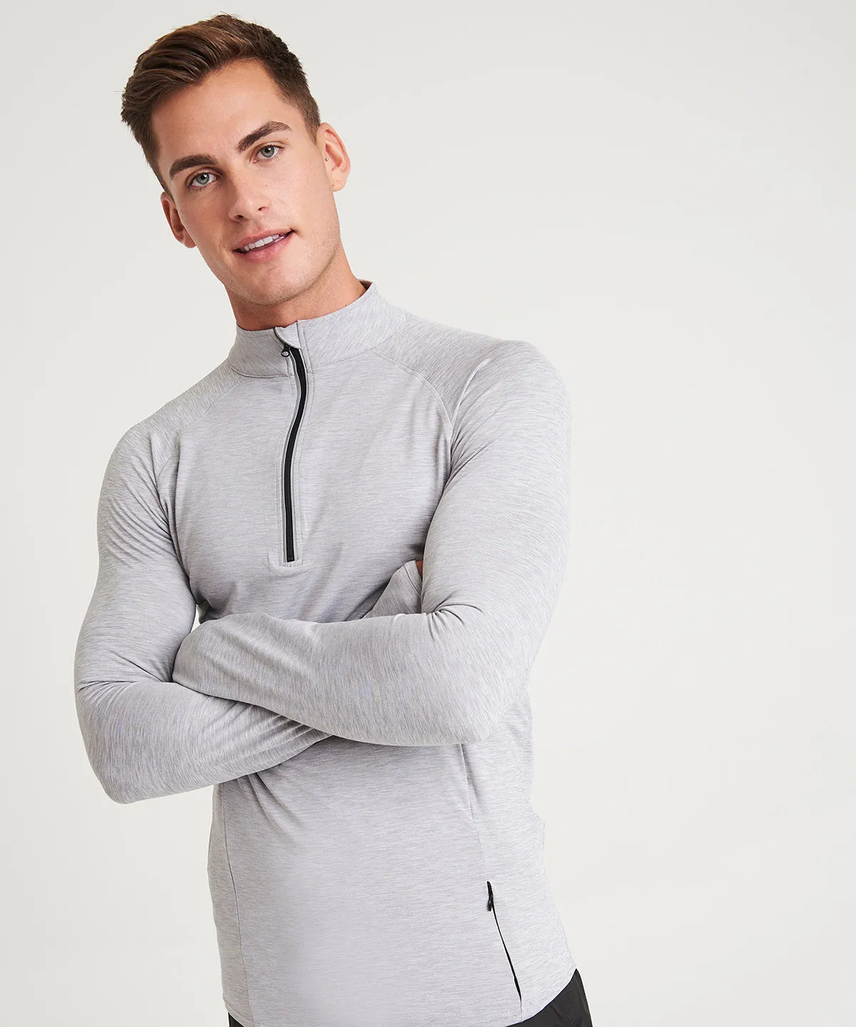 Silver Grey - Cool Flex long half-zip top