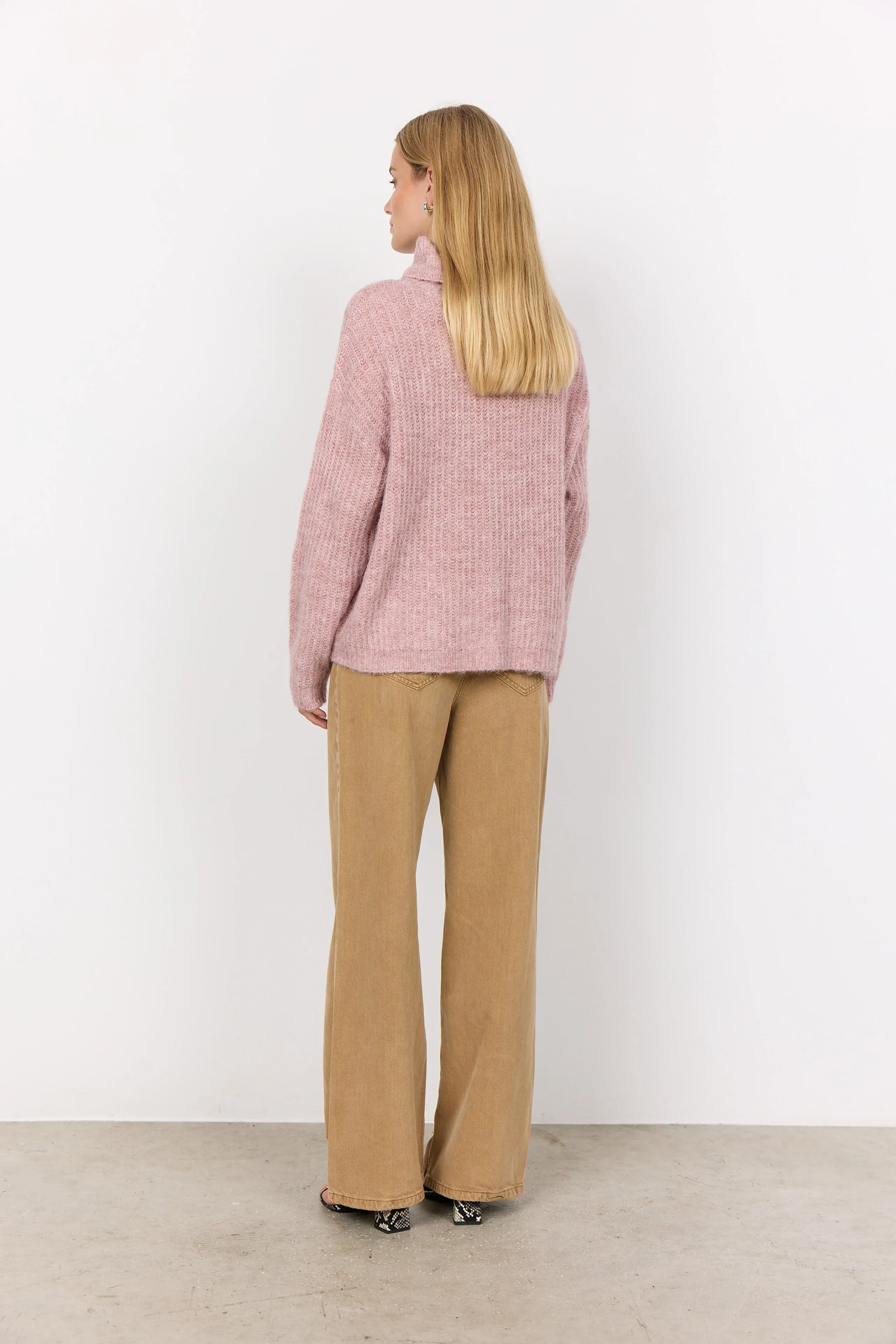 Soya Concept Cowl Neck Jumper Dusky Pink