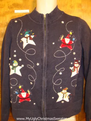 Star Shaped Santas Ugly Festive Xmas Sweater