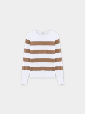 Striped Cotton Sweater-Tan