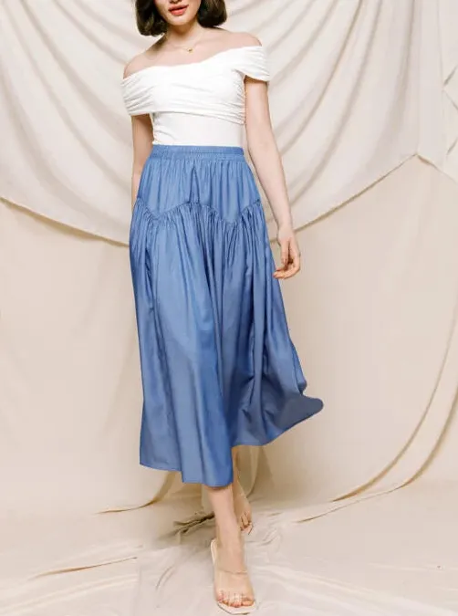 Sunset Dinner Elastic Waist Maxi Skirt (Assorted Colors)