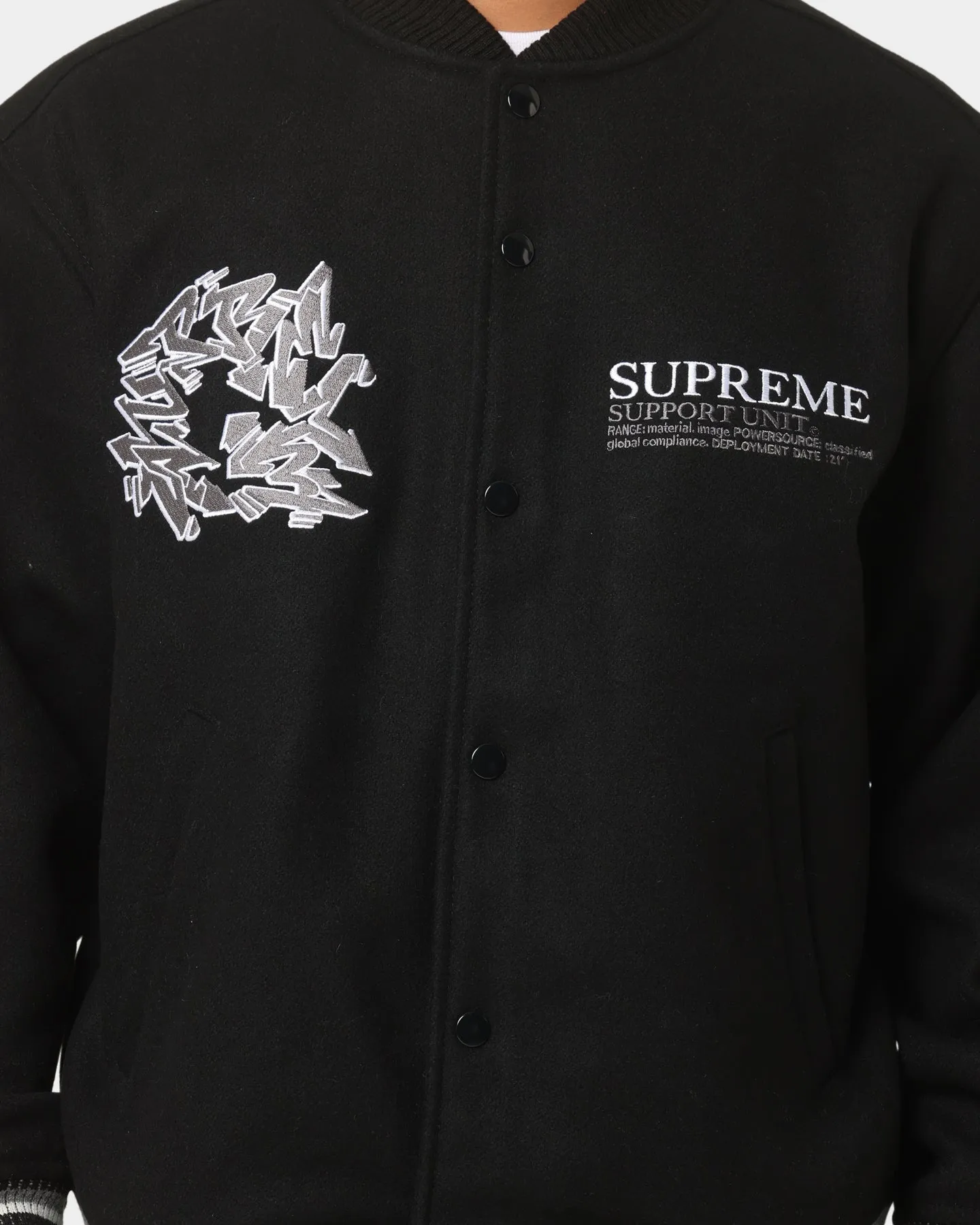 Supreme Support Unit Varsity Jacket Black