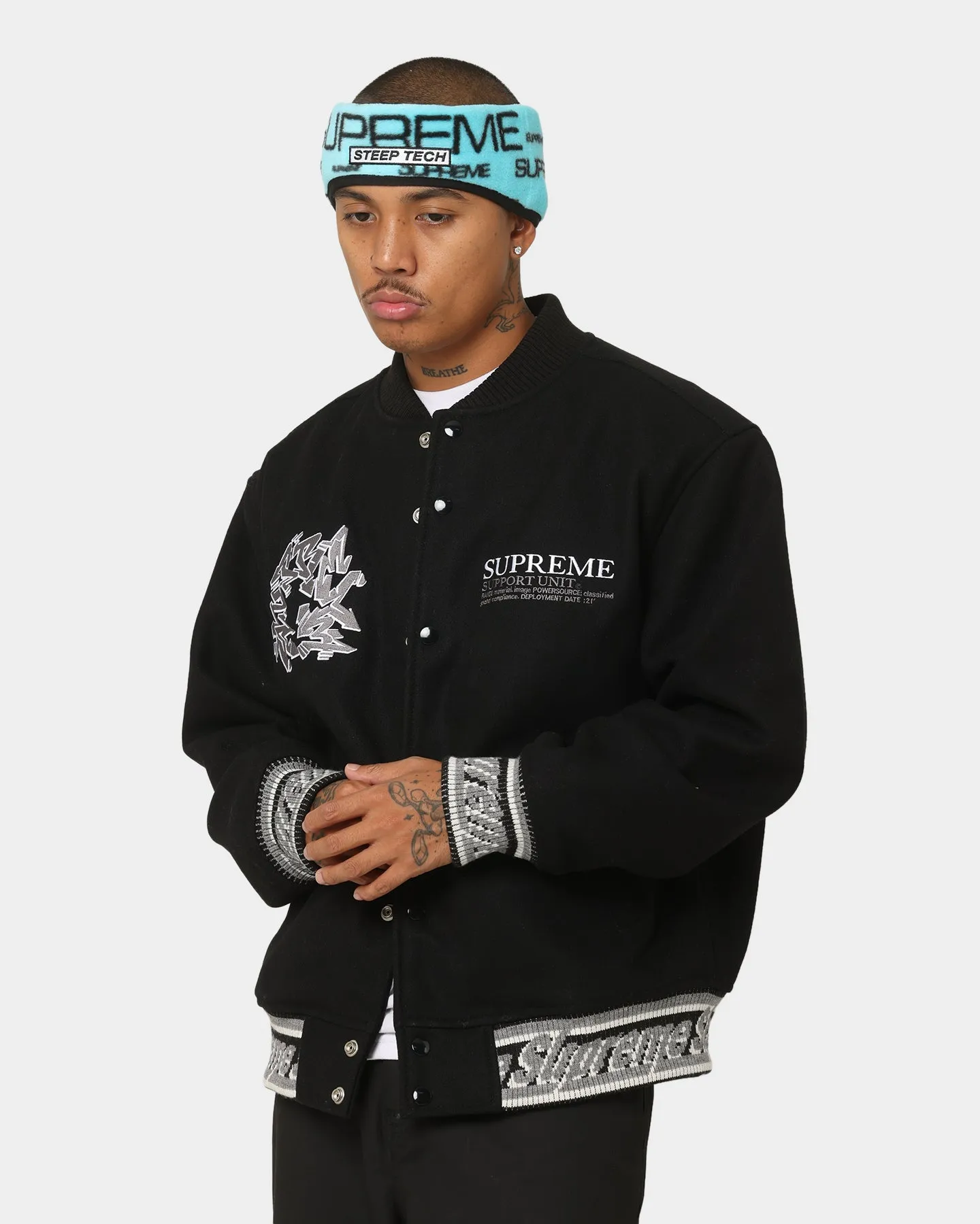 Supreme Support Unit Varsity Jacket Black