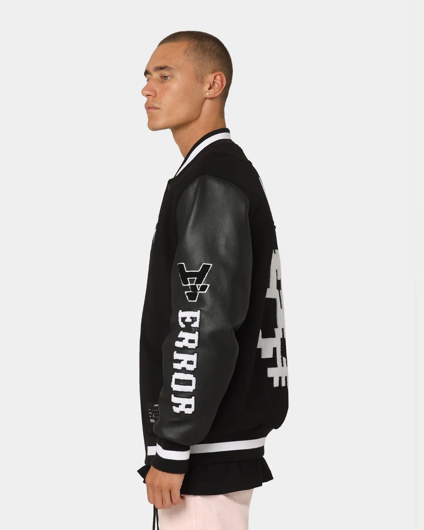 The Anti Order Dead Pixel Leather Varsity Jacket Black/Pink