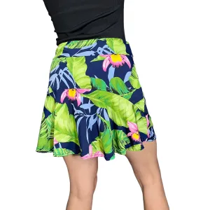 Tropical Leaves and Floral Flutter Golf, Running, Tennis Skort