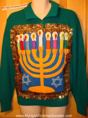 Ugly Christmas Sweater Party Hanukkah Sweater (j102)