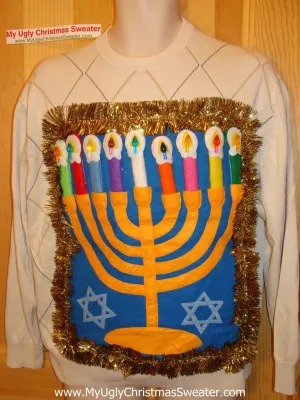 Ugly Christmas Sweater Party Hanukkah Sweater (j89)