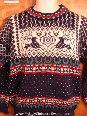 Vintage Reindeer Wool Christmas Sweater