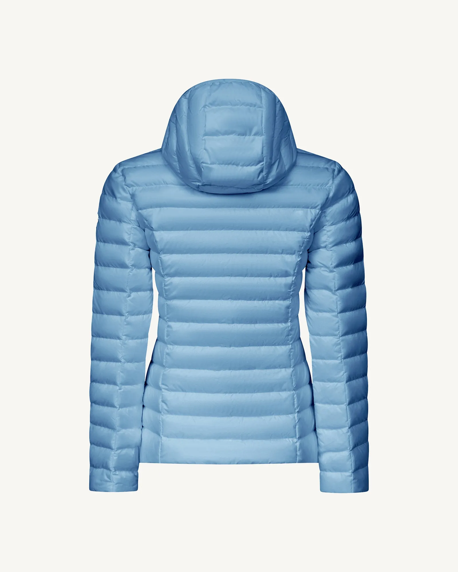 Washed blue Cloe lightweight hooded puffer jacket