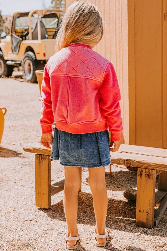 Washed Fuchsia Washed Quilted Bomber Jacket