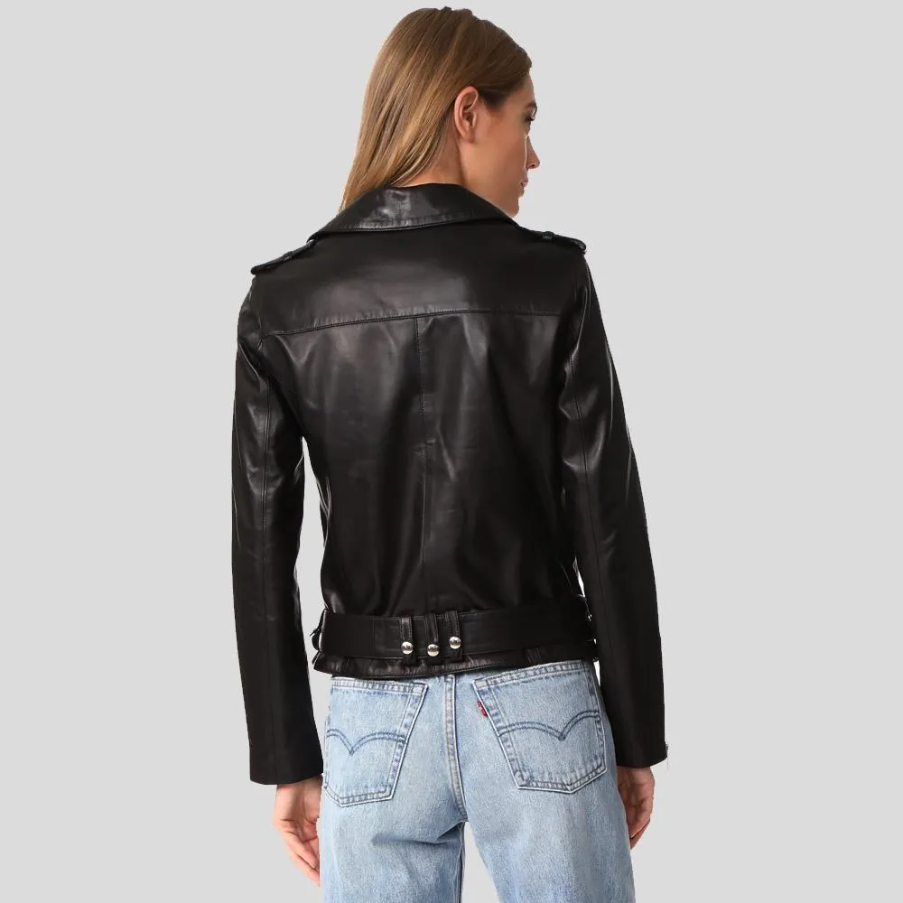 Whitley Black Biker Leather Jacket