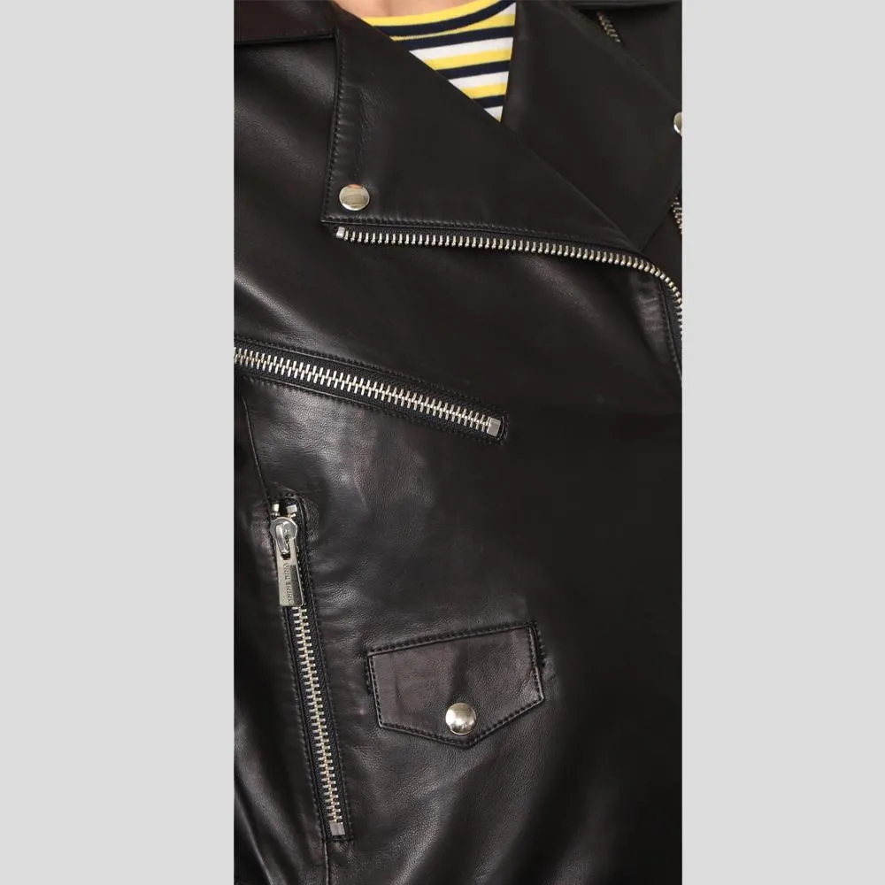 Whitley Black Biker Leather Jacket